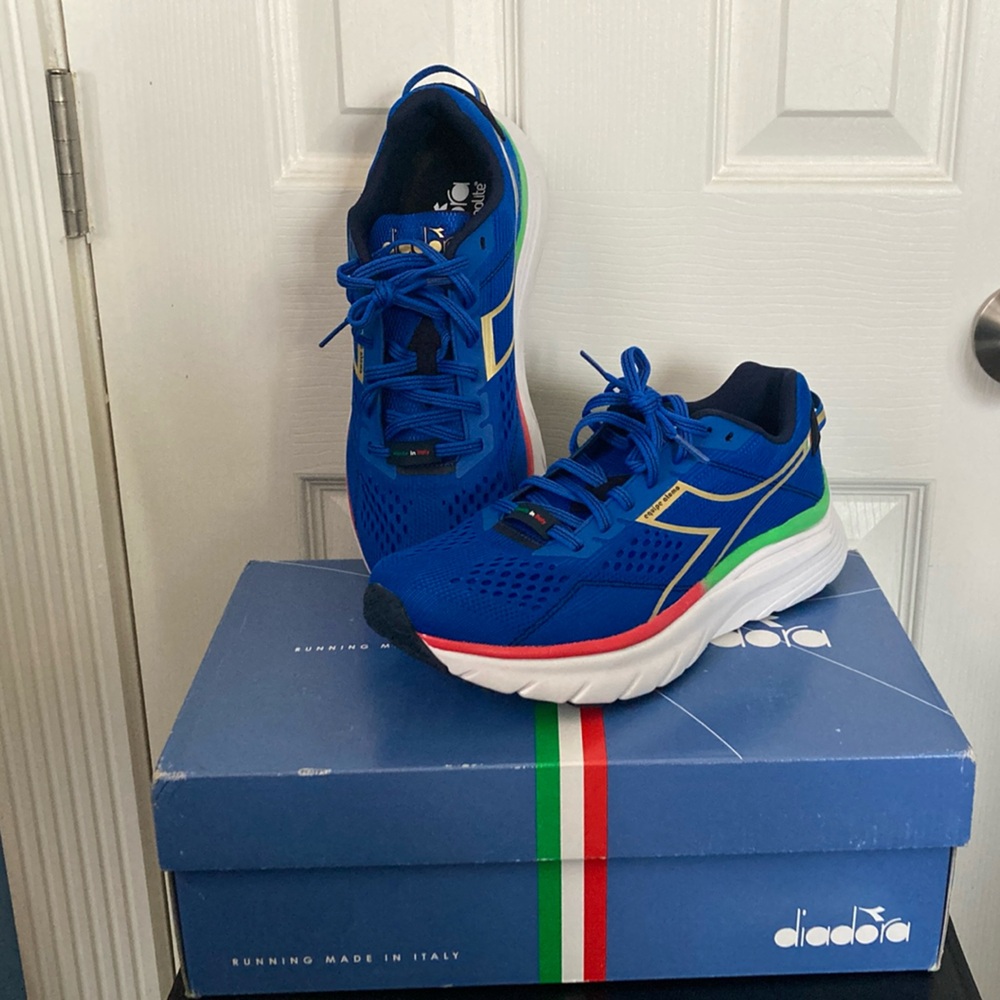 Diadora Equipe Atomo Running Walk Shoes Blue & Gold. Made in Italy - Almost NEW